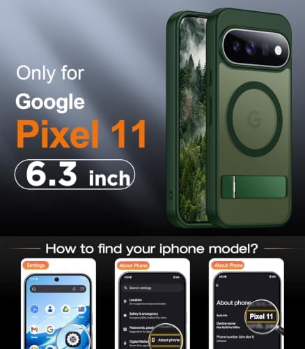 Temdan Designed for Google Pixel 11 Case 2026, [Built-in Invisible Kickstand][Compatible with MagSafe][Military Grade Shockproof] Slim Translucent Matte Phone Case-Green - Image 2