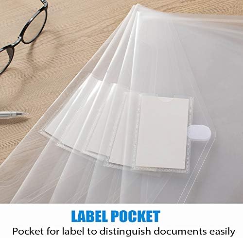 Sooez 10 Pack Plastic Envelopes File Folders, Clear Folder for Document US Letter A4 Size Poly Envelopes with Label Pockets for School Home Work Office Organizer, Clear - Image 6