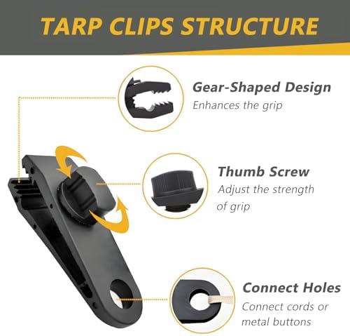 Tarp Clips Heavy Duty Lock Grip, 36 Pack Tarp Clamps Bungee Cord Clip, Fit for Tent Awnings Caravan Canopies Car Cover Swimming Pool Cover Fasteners Clips - Image 3