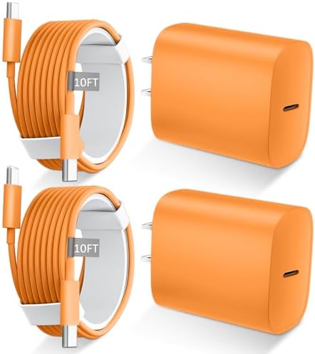 iPhone 17 16 15 Charger Fast Charging Type C Chargers USBC Fast Charger Block& iPhone 17 Charger Cord 10FT Long USB C Charging Cable for Phone 17/17 Pro/17Pro Max/Air/Phone 16 15 Pro Max,Cosmic Orange by DiHines