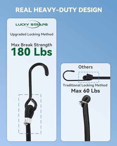 Lucky Straps 100" Heavy Duty Bungee Cords, 180 Lbs, 2 Pack - Image 2