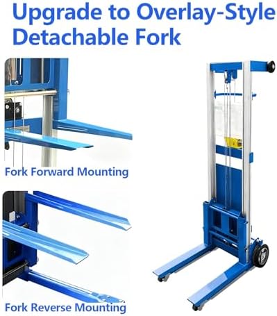 Manual Winch Lift Stacker, Portable Material Handling Platform, Adjustable Cargo Trolley for Warehouse Factory Logistics Loading - Image 5
