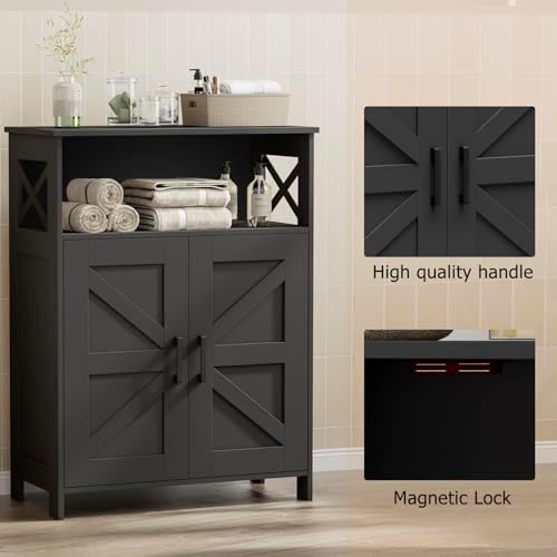 Homhedy Farmhouse Bathroom Storage Cabinet with Doors, Small Floor Cabinet - Image 5
