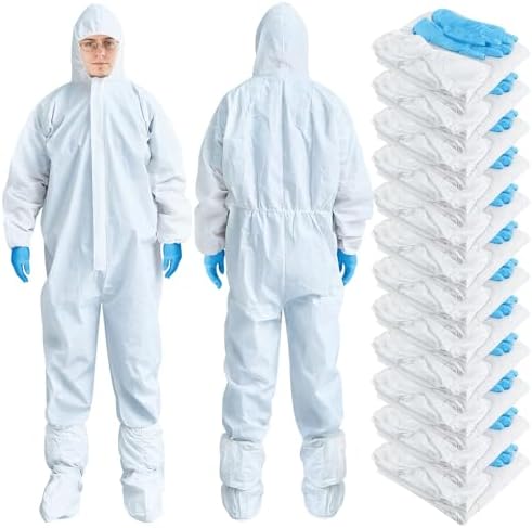 TrelaCo 25 sets Hazmat Suit Disposable Protective Coveralls Full Body by TrelaCo