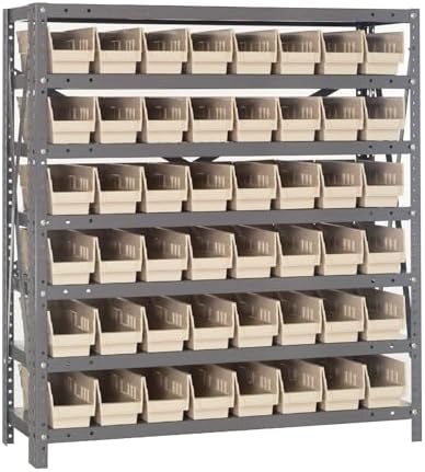 Quantum Storage Systems 1239-101IV Steel Shelving Unit with 4" Shelf Bins, 12" D x 36" W x 39" H, Ivory by QuantumStorageSystems