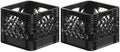 13 in. x 13 in. x 11 in. Heavy-Duty Black 16 Qt Milk Crate | 2 Pack | Stackable Storage Container with Handles by Regal+Altair