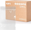 3.5" x 4.5" Zip Bags, 6000 Pack, 2 Mil, Reclosable for Business Cards, GPI by GPI+POLY
