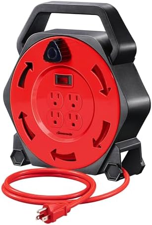 DEWENWILS 25FT Extension Cord Reel, Hand Wind Retractable Cord Reel by DEWENWILS