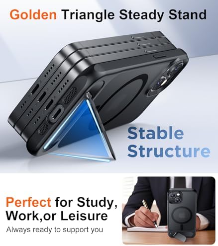 Temdan Magnetic Compatible with iPhone 15 Case, [Built-in Invisible Kickstand][Compatible with MagSafe] [Military Grade Shockproof] Slim Translucent Matte Phone Case for iPhone 15 6.1" - Image 4