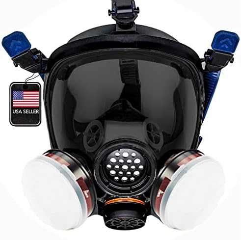 Parcil Distribution Full Face Respirator Mask - Air Purifying, Organic Vapor & Particulate - Industrial Use - CE Tested by ParcilDistribution