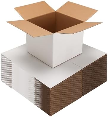 EXYGLO 40 Pack 7x7x6 Shipping Boxes for Small Business, White Corrugated Cardboard Small Box for Packaging, Moving, Mailing, and Storing by EXYGLO