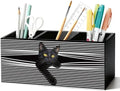 Funny Black Cat Pen Pencil Holder for Desk, Black Cat Mom Lady Lovers Gifts for Women, Pet Lover Gifts Wooden Box Sign Decorations for Home Office Desk Tabletop by Unknown