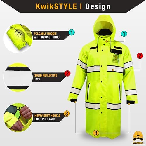 KwikSafety - Charlotte, NC - TORRENT Rain Jacket & Trench Coat ANSI OSHA Class 3 High Visibility Jacket Hi Vis Rain Gear - Image 3