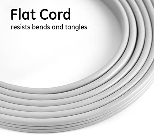GE 3-Outlet Flat Extension Cord 8 Ft Grounded Extension Cord with Multiple Outlets 3 Prong Outlet Extender Flat Plug Indoor Power Strip 16 Gauge UL Listed Gray 43027 - Image 4