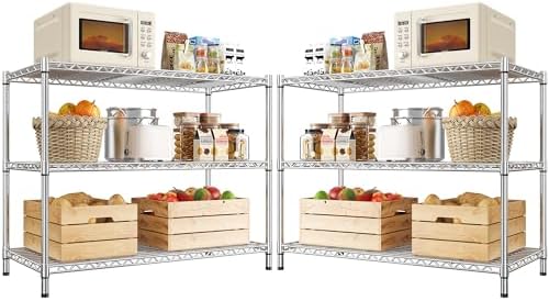 DurayLoly Heavy Duty 3-Tier Metal Shelving Unit, Adjustable Shelves, Chrome by Durayloly