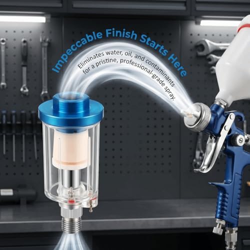 Blue Plastic Inline Air Line Filter, 88x40mm Compact Pneumatic Dryer Fitting, Air Purification Tool for Spray Painting and Air Compressor(set-1) - Image 6