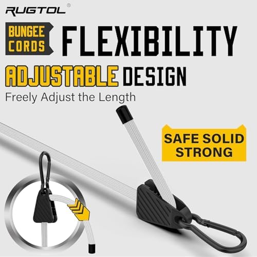 Bungee Cords with Hooks, 48 Inch Adjustable White Bungee Cords with Carabiner Heavy Duty Outdoor, 8mm Thick Easy to Adjust Bungee Rope UV Resistant for Truck Bed, Bike Rack, Camping, 6 Pack - Image 5