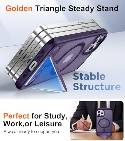 Temdan Magnetic Compatible with iPhone 12 Case & iPhone 12 Pro Case, [Built-in Invisible Kickstand][Compatible with MagSafe][Military Grade Shockproof] Slim Translucent Matte Phone Case 6.1" - Image 3