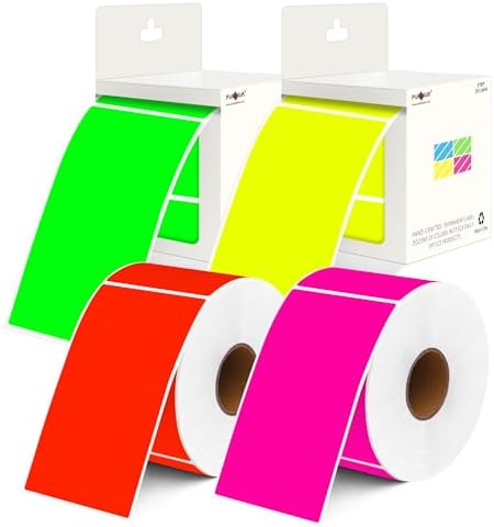 5 x 3 inch Rectangle Colored Inventory Stickers, 1000PCS Fluorescent Colors by PARLAIM