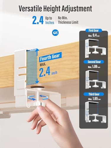 [Upgraded] Large Under Desk Cable Management Tray, Cinati Cable Management Under Desk No Drill, 42" Fabric Cord Hider for Wire Organizer, Cord Organizer for Office, Home - Supports Up to 30lbs White - Image 2