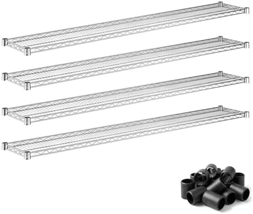 Industrial 12x60 Wire Shelf 4-Pack Chrome, NSF Metal Shelving Add-On for Warehouse Rack by Zedfire