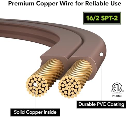 HBN Indoor Extension Cord 6ft 3 Pack Brown, 3 Outlets with Safety Cap Included, 2 Prong Polarized Plug, Perfect for Homes, Offices, and Kitchens - Image 4