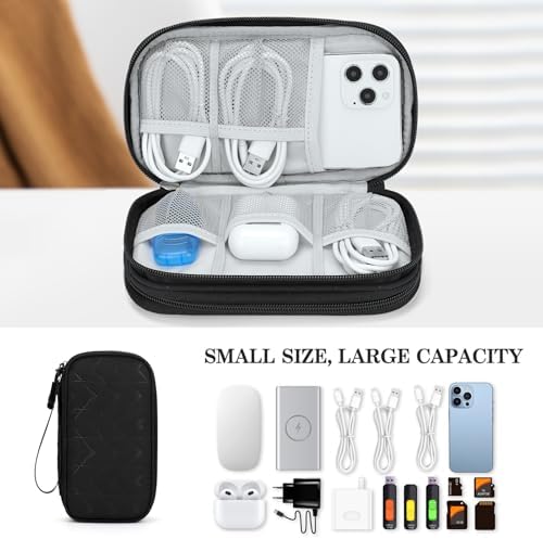 FYY Electronic Organizer, Travel Tech Pouch, Cable Organizer Black Quilted - Image 6