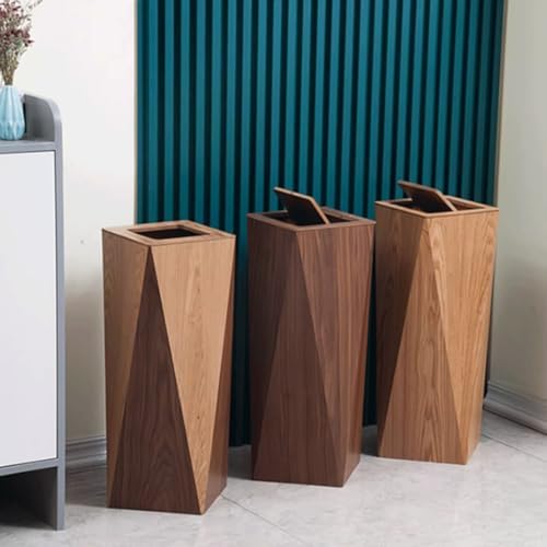 Wooden Trash Can with Diamond Design High Grade Household Waste Basket for Living Room Office and Bathroom Smart and Stylish Garbage Bin for Home or Work (Mixed Colors) - Image 3