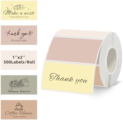 2''x1'' Morandi Direct Thermal Barcode Labels,Self-Adhesive Thermal Printer Stickers for Address Design DIY Logo Business by Unknown