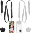 takyu Phone Lanyard, 2 Pack Crossbody Anti-Drop Neck and Wrist Strap with 2 Pcs Tether Patches, Secure Hands-Free Compatible for iPhone Samsung Perfect for Nurses, Teachers, Travel, Hiking Black+Gray by Takyu