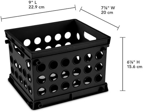 Sterilite Mini Crate, Stackable Storage Bin with Handles, Black, 36-Pack - Image 2