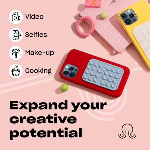 OCTOBUDDY Classic - Silicone Suction Phone Case Adhesive Mount - Hands-Free, Strong Grip Holder for Selfies & Videos - iPhone & Android Compatible - 2.25″ x 3.25″, Baby Blue (Pack of 3) - Image 5