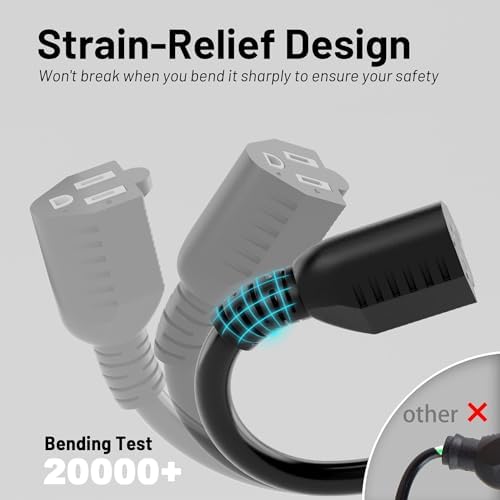 Vockjour 16/3 Black Indoor Outdoor Extension Cord 50 Ft Waterproof - Image 3