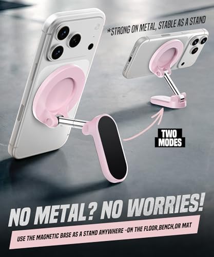 GolbinBox Magnetic Phone Holder for Gym,Adjustable Tripod Mount Ring Pink - Image 5