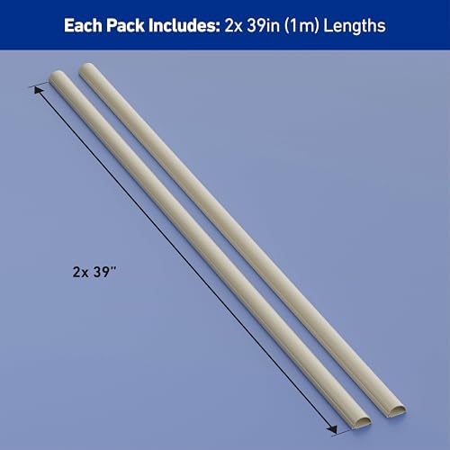 D-Line Half Round Cord Hider, Patented Cable Cover, Hide TV Wall Mount Wires, Raceway for Cords, Decorative Wire Covers, Paintable, Adhesive Cable Concealer - 2X 1.18in W x 0.59in H x 39in L - Beige - Image 4