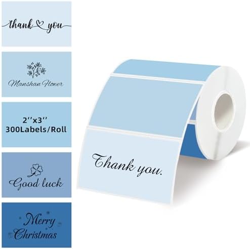 3" x 2" Blue Thermal Label,Self-Adhesive Rectangle Thermal Sticker Labels for Logo Design,Name/Price Tag,Thanks Card,Address,QR Code by Unknown