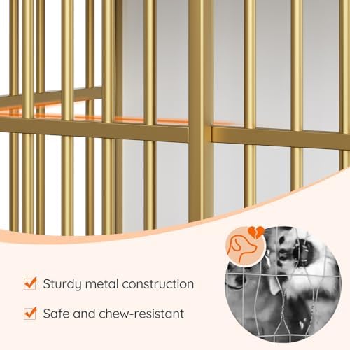 HOOBRO Dog Crate Furniture, 36.6" Heavy Duty Dog Kennel with Sliding Barn Door, Wooden Dog Cage Indoor, Decorative Side End Table for Small/Medium Dogs, White and Gold GD162GW03G1 - Image 7