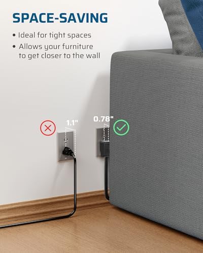 DEWENWILS 2 Pack 6FT Black Flat Extension Cord, 3 Outlet 16/3, ETL Listed - Image 4