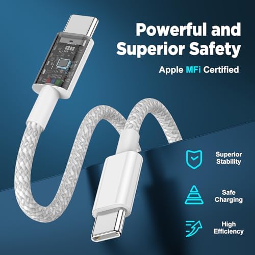UCALMA USB C to USB C Cable [6FT+6FT+10FT] 3Pack 60W Long iPhone 17 16 15 Charger Cord Type C to C Cable Fast Charging for Apple iPhone 17 16 15 Pro Max Plus/MacBook Air/iPad Air/Samsung Galaxy - Image 4
