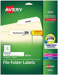 Avery File Folder Labels with TrueBlock Technology, Permanent Adhesive, 2/3" x 3-7/16", Laser/Inkjet, 150 Labels (08593) by Avery