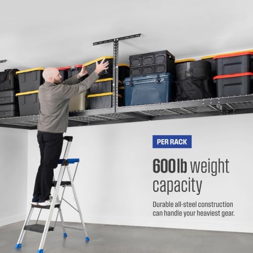 SafeRacks Gray 4x8 Overhead Garage Storage Rack 600 lb 24”-45" (2-Pack) - Image 5
