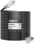 PLUGTUL 12 Gauge Extension Cord 100FT | Outdoor Extension Cord with Lighted End, Heavy Duty,15A 1875W SJTW, ETL Listed, Great for Garden and Home, Black by PLUGTUL