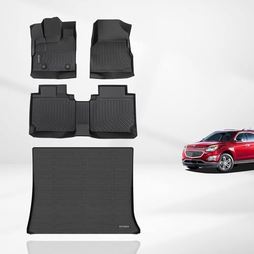 KELCSEECS Floor Mats & Cargo Liner for 2012 2013 2014 2015 2016 2017 Chevrolet Chevy Equinox & GMC Terrain/Terrain Denali All Weather Car Mats Cargo Mat Floor Liners Trunk Mat Trunk Liner Accessories by KELCSEECS