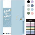 Sooez Aesthetic 8 Pocket Accordion File Organizer, Pastels Expanding File Folder for Important Document with Labels, Portable Receipt Bill Organizer for Office School Supplies, Letter Size Light Blue by Sooez