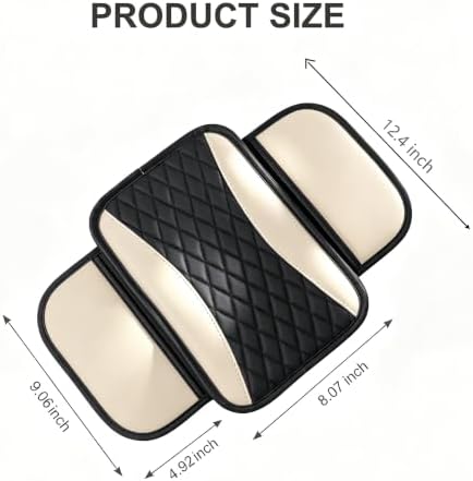 Center Console Cover, PU Leather Car Armrest Cushion with Side Storage Pockets, Universal Armrest Protector Organizer for SUV Truck Sedan (Beige) - Image 2