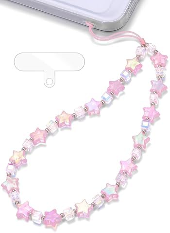 Star Phone Charm Wrist Strap, Beaded Lanyard Wristlet Chain, Anti-Theft Bracelet Strap for iPhone & More Cases by TRBRJewelry