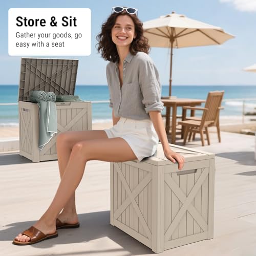 Mars Villa 31 Gallon Deck Box, Waterproof Outdoor Storage Box, Grey - Image 7