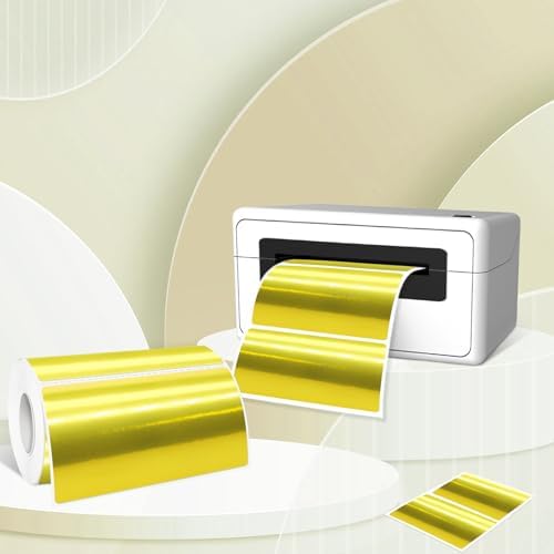2" x 4" Gold Thermal Label Stickers,Waterproof Thermal Printer Sticker Labels for Gift Wrapping, Self-Adhesive Name Price Tag DIY Custom Logo Design (250 pcs,Gold) - Image 3