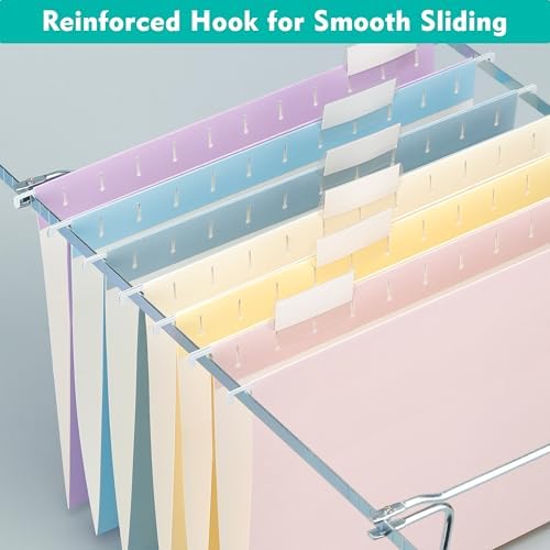 Zzrywuty Hanging File Folders Letter Size, 12-Pack Hanging File Folder with 1/5-Cut Tabs, Color File Folders Hanging Organizers for Filing Cabinet, Bulky Files & Medical Charts - Image 3