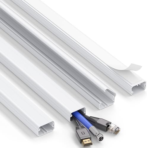 ZhiYo 63in White Cord Hider Wall, Large Size Fits 2-4 Cords, 1.2inW 0.7inH by ZhiYo
